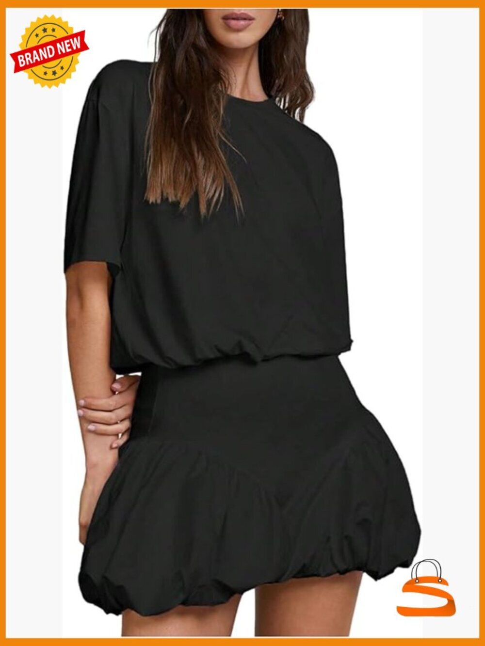 Bubble Mini Dress Short Sleeve Crewneck A Line Y2k Going Out Summer Dresses